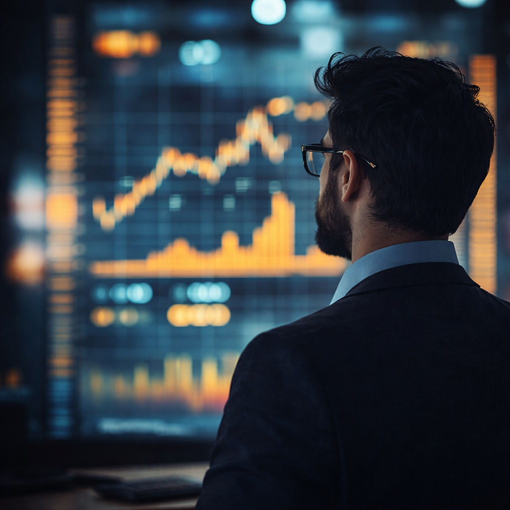 Inversor analizando datos de mercado